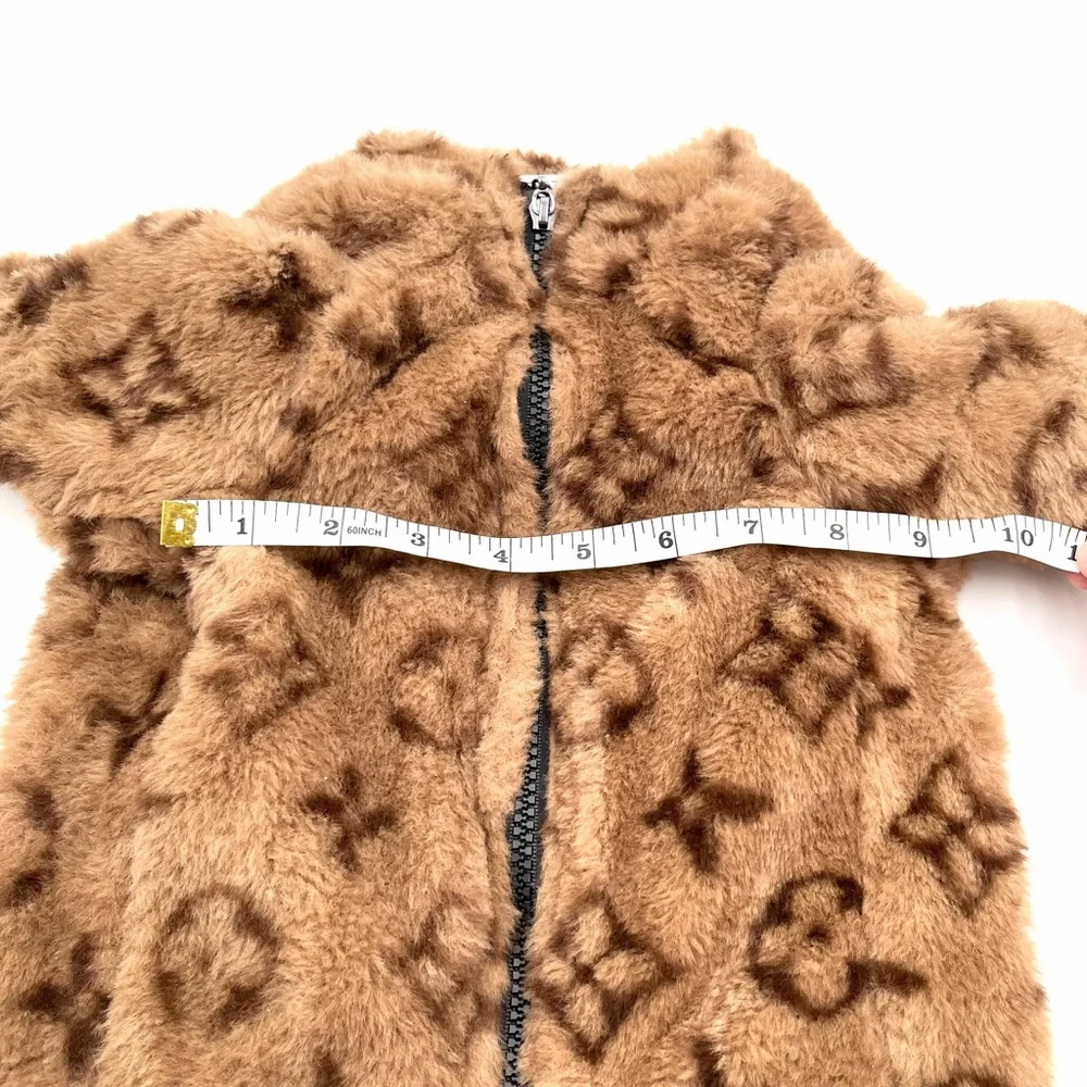 Soft Brown Faux Fur Cozy Dog Zip Up Jacket